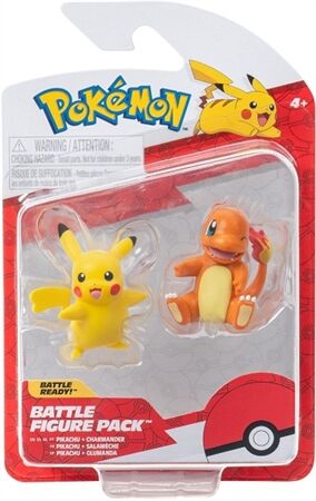 JAZWARES Battle Feature Figur 2er Pack Glumanda, Pikachu