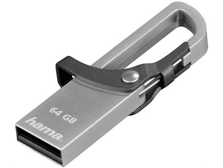 Hama FlashPen Hook-Style, USB 2.0, 64 GB, 15MB/s, Grau