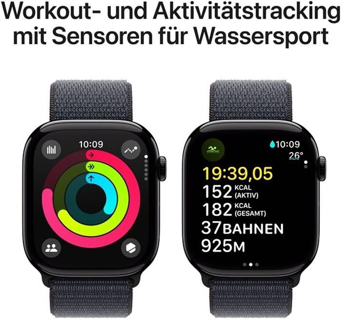 Apple Watch Series 10 46mm GPS Aluminium mit Sport Loo diamantschwarz tin Berlet Technikerleben