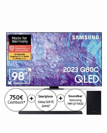 Samsung GQ98Q80CAT +HW-Q710GD +750€ CB & S24 FE (128GB)