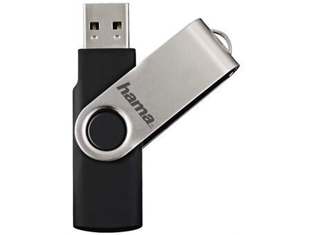 Hama FlashPen Rotate, USB 2.0, 64GB, 6MB/s, Schwarz/Sil