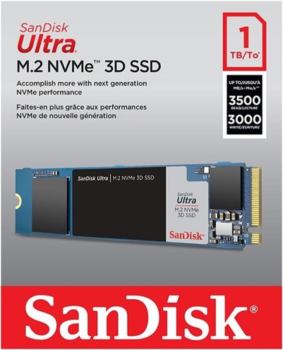 SanDisk Ultra M.2 NVMe 3D 内蔵SSD 1TB Sandisk Ultra M.2 NVMe 3D (1TB) (Schwarz) - Berlet
