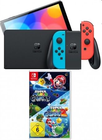 Nintendo Switch rot/b OLED+Super Mario Galaxy 1+2